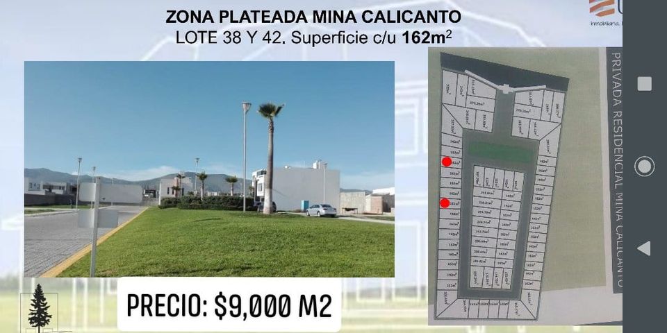 LOTE RESIDENCIAL EN MINA CAL Y CANTO EN ZONA PLATEADA 162 m2