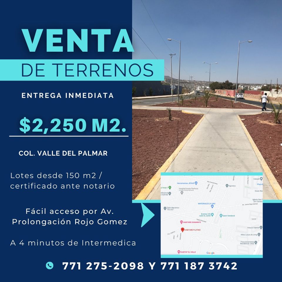 Terreno en pachuca valle del palmar